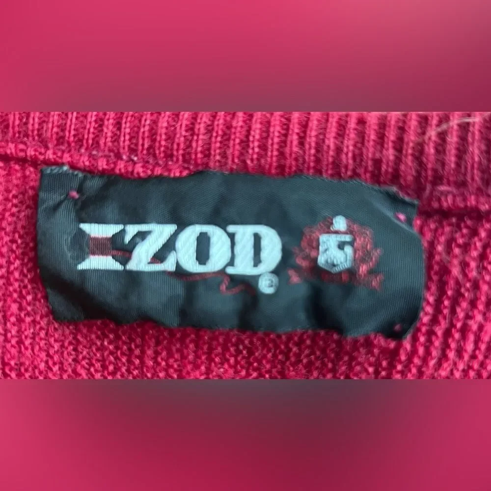 Izod Sweater Men's Red XLarge‎ Pullover V Neck Grandpa Logo Vintage 1970s USA